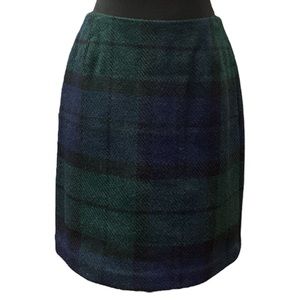 Eddie Bauer Black Watch Plaid Fully Lined Wool Blend Skirt